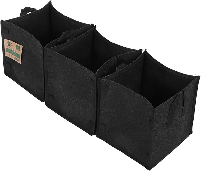 Fafeicy Plant Container 3Pcs Plant Growing Bag with Handles Black Square Felt Vegetable Fruit Flower Grow Container Garden Supplies ((5 gallons) 23.5 * 23.5 * 25)