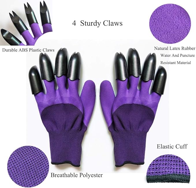 DCCPAA Garden Gloves with Claws,Claw Gardening Gloves for Digging,Planting, Weeding, Seeding-Waterproof for Men and Women