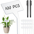 Yinkin 100 Pcs Large Plant Label Signs 11.8 Inch Plant Markers Plastic Garden Label Stakes Waterproof T Type Tags Nursery Garden Signs with Marker Pen for Flower Herb Pot(White)