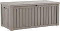 150 Gallon Large Outdoor Storage Box Waterproof, UV Resistant Resin Deck Box with Hydraulic Rod & Lockable Latch for Patio Furniture, Outside Storage Box for Garden Tools, Patio Cushions, Gray