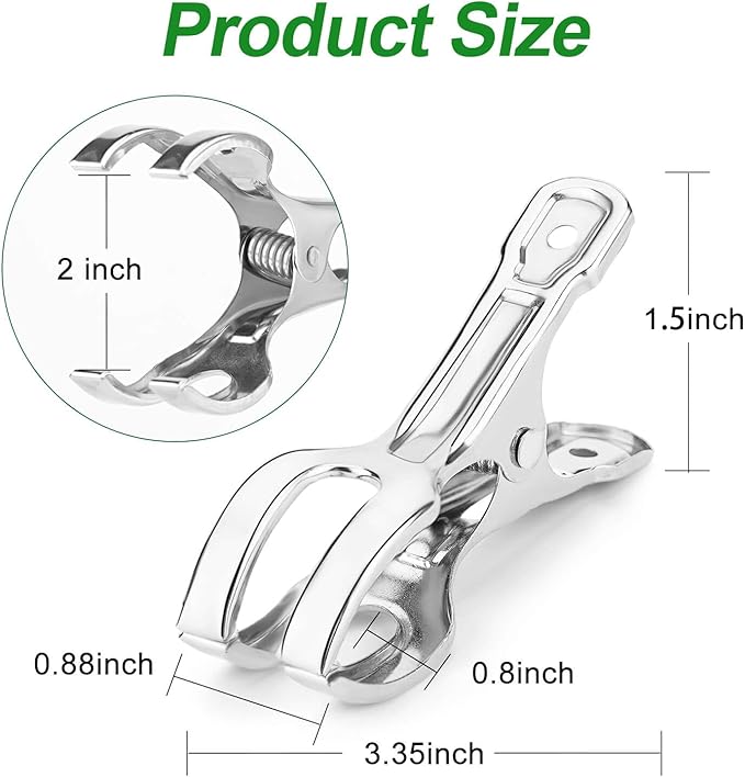 Upgrade Large Garden Clips, Stainless Steel Greenhouse Clamps for 3/4'', 1'', 2'' Pipes, Strong Grip Garden Clamps for Greenhouse Hoop, Heavy Duty Row Cover Clips for Netting, 24PCS