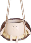 bestbear Hanging Swing Chair Planter Pot Resin Smiley Face Planter for Indoor Outdoor Plant Cute Head Flower Pots for String of Pearls Plant Live Unique IdeaI for Mother Day, Christmas (Small)