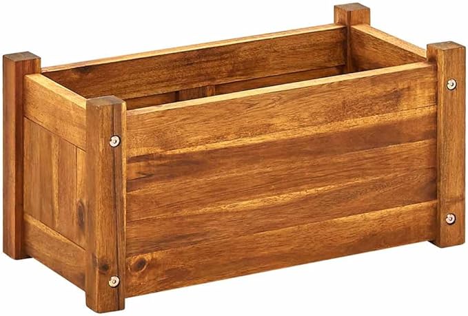 vidaXL Garden Raised Bed, Wooden Raised Flower Bed for Flowers and Plants, Solid Acacia Wood Planter, Outdoor and Indoor Use, Brown