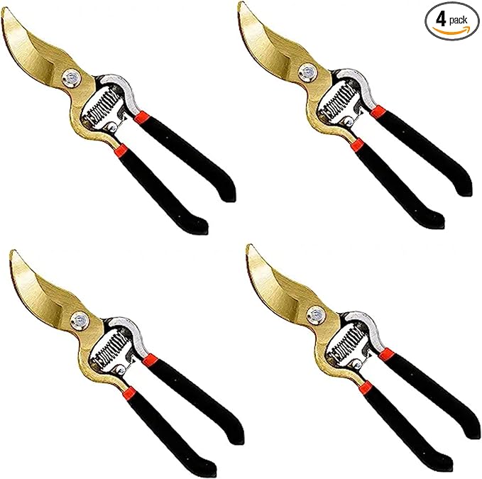 Garden Guru Indestructible Titanium Garden Clippers Professional Bypass Hand Pruner Pruning Shear with Comfort Grip Handles for Gardening Trimming and Yard Work Hardened Steel & Titanium Blade(4 Pack)