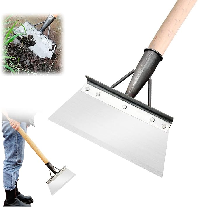Multifunctional Cleaning Shovel, Gardscraper Garden Cleaning Shovel Flat Shovel, Manganese Steel Garden Spade Shovel, Heavy Duty Garden Tool for Digging, Lawn Edging, Weed Removal (20cm/8in)