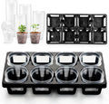 8 Cell Nursery Pot Trays 10 Pack (12"x6"x2") with 2.5 inch (6.5CM) Round Seedling Pots 80pcs (Clear), Plastic Seed Starter Tray with Removable Drain Holes for Carrying and Holding Plant Pot