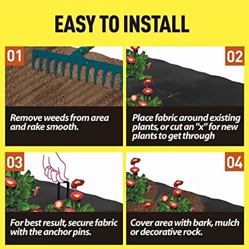 Petgrow Heavy Duty Weed Barrier Landscape Fabric for Outdoor Gardens, Non Woven Weed Blockr Fabric - Garden Landscaping Fabric Roll - Weed Control Fabric in Rolls(4FTx250FT)