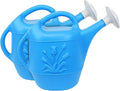 Union Products 63066 2-Gallon Plastic Indoor and Outdoor Watering Cans with Tulip Design, Caribbean Blue, Pack of 2