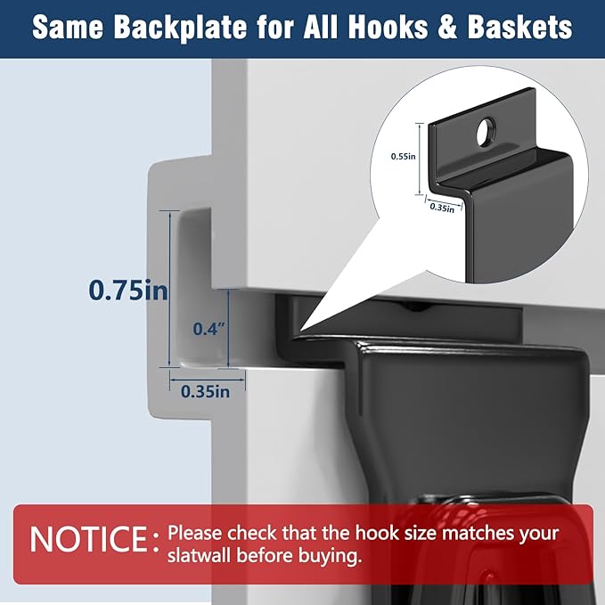 3-H Slatwall Accessories 24 Pack and Slatwall Baskets 3 Pack, Slatwall Wave Hooks & Hangers Multi Sizes for Use in Garage, Workshop, Store, and Studio for Organization and Display
