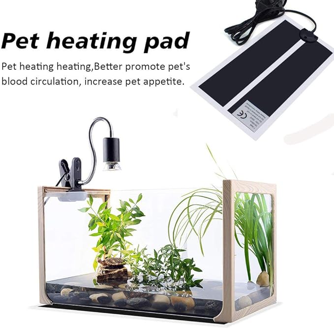 Tbrand Reptile Heating Pad with Temperature Adjustment, 110V 7W Heat Mat for Reptiles Tortoise Snakes Lizard Gecko Hermit Crab Turtle，Under Tank Heating Pad (7W(5.51inch*11inch))