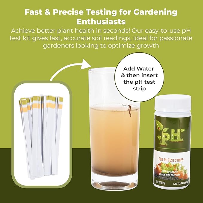 Soil Test Kit Soil pH Test Kit Soil pH Test Strips (3-9 Range) Soil pH Tester Strips, 100 Strips Test Strip Soil of Garden Lawn Grass Flower Vegetable Compost Indoor and Outdoor Plants