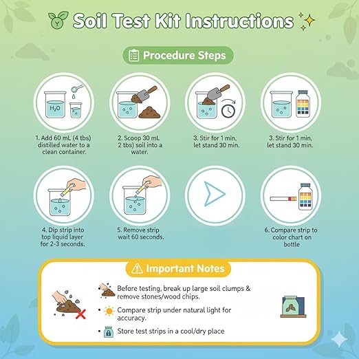 Soil Test Kit- 2-in-1 Soil & Nitrogen Test Strips(120 cnt), Accurate Soil Tester for Garden, Plants, Vegetables, Flowers, and Lawn Care.