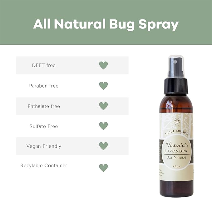 Victoria's Lavender Don’t Bug Me Insect Spray - Natural Insect Spray for Kids - Ideal for Outdoor & Indoor Protection, DEET Free with Essential Oils, Aloe Vera & Eucalyptus, Made in USA – 2 Pack, 4 Oz