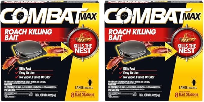 Combat Source Kill Max R2 Large Roach Bait, Black, 8 Count (Pack of 2)