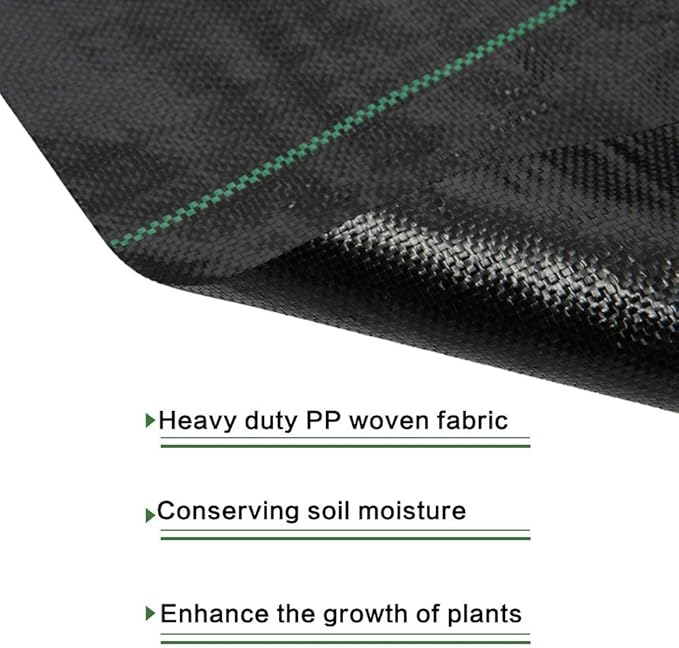 Goasis Lawn Weed Barrier Control Fabric Ground Cover Membrane Garden Landscape Driveway Weed Block Nonwoven Heavy Duty 125gsm Black,5FT x 100FT