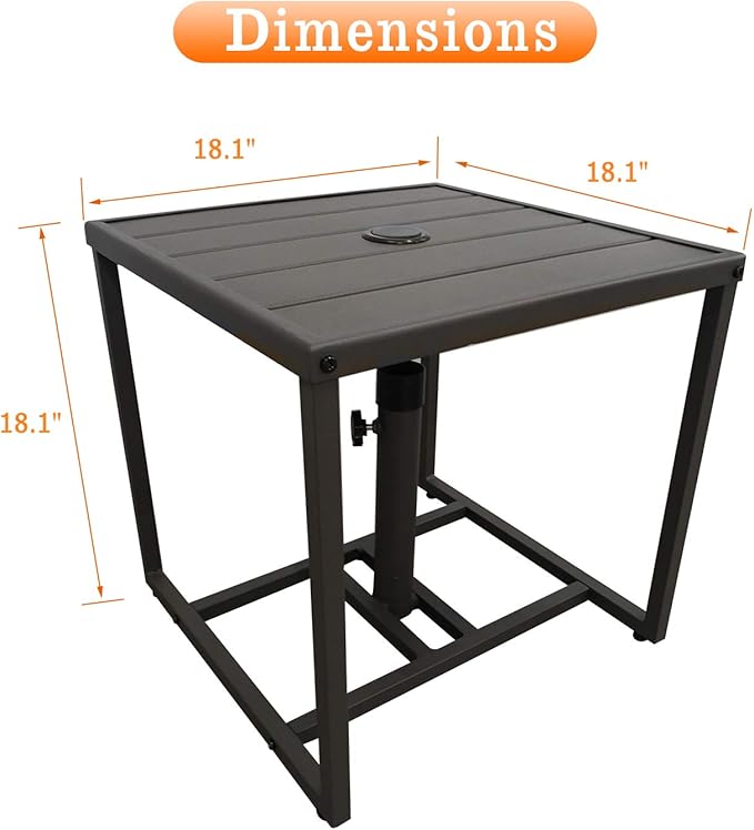 Patio Umbrella Table Stands with Umbrella Hole,with 4 Sand Bags Outdoor Umbrella Bases Small Square Table for Bistro,Balcony, Backyard, Patio, Garden, Deck and Pool Occasions