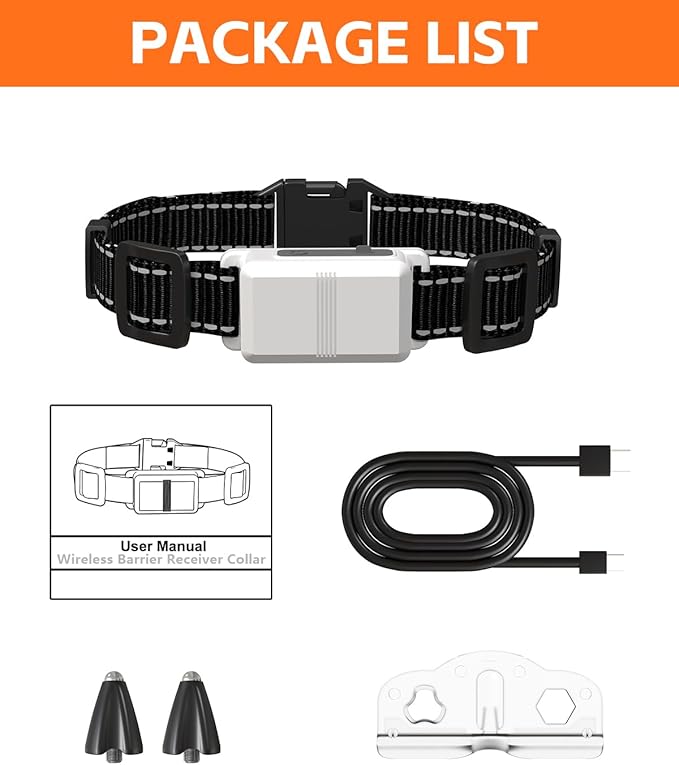 FLYSPEAR Extra Receiver Collar for Indoor Wireless Pet Barrier, Receiver Collar Only,White