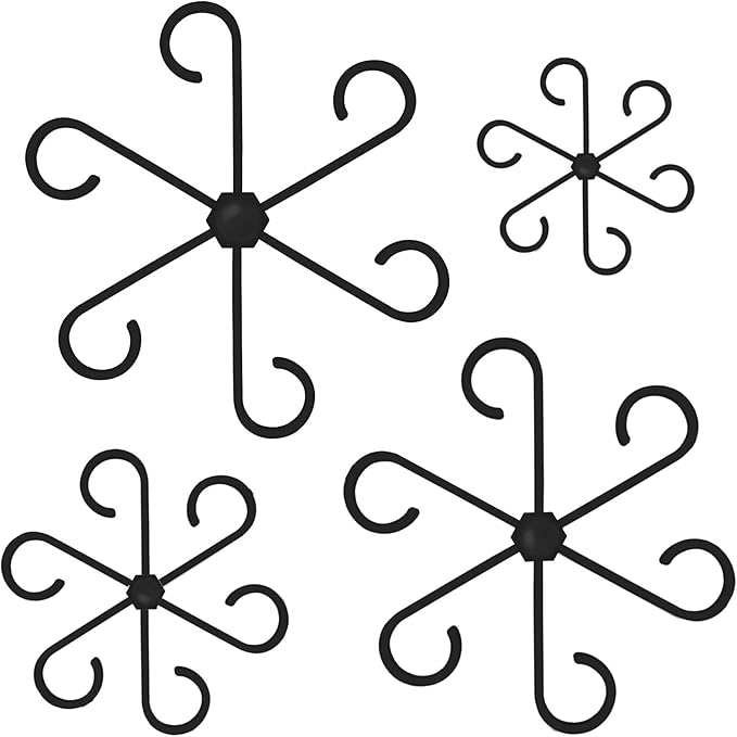 PAGOW 8 Pcs Climbing Houseplant Stem Supports, Black Plastic Flower Plant Growth Stakes Trellis, Reusable Plant Stem Holders, Stem Hook Growth Accessories for Plant Garden (4 Sizes)