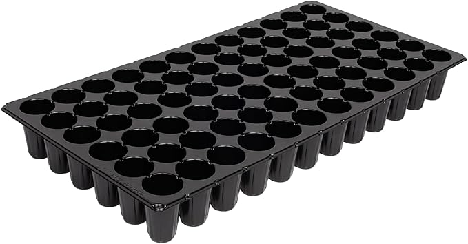 SUNPACK 21" x 11" Heavy Duty 72-Cell Circular Insert Tray, Black, 2.5" (Pack of 10) - Ideal for Greenhouses or Indoor Gardening - Holds Up to 72 Different Seeds