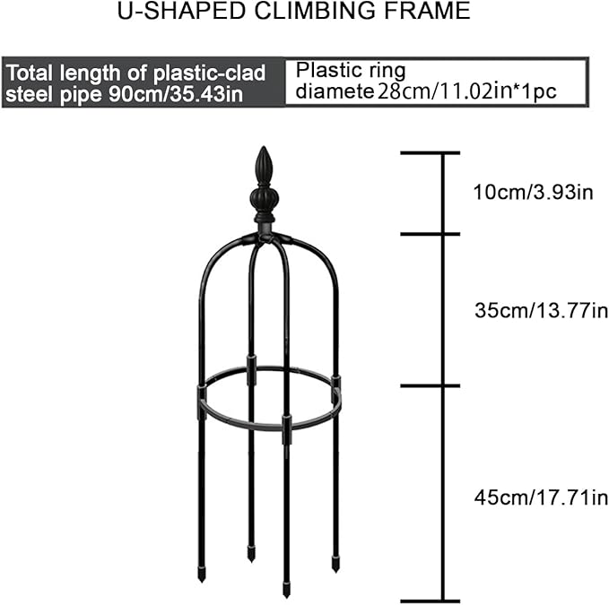 Tower Obelisk Garden Trellis, 2ft Tall Metal Obelisk Plant Support Gardening Climbing Frame for Outdoor Indoor Climbing Plants (1 Pack), Black, 0.9m / 2ft
