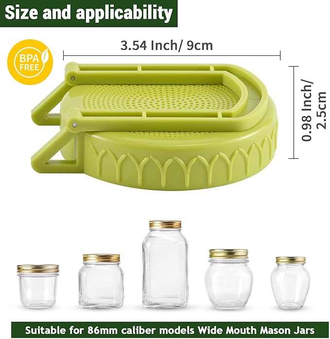 Complete Sprouting Kit - 2 Large Wide-Mouth Mason Jars 32 Oz, 2 Foldalbe Screen Lids with Draining Stand, 2 Metal Canning Lids, Bean Sprouts Grow Kit for Broccoli alfalfa