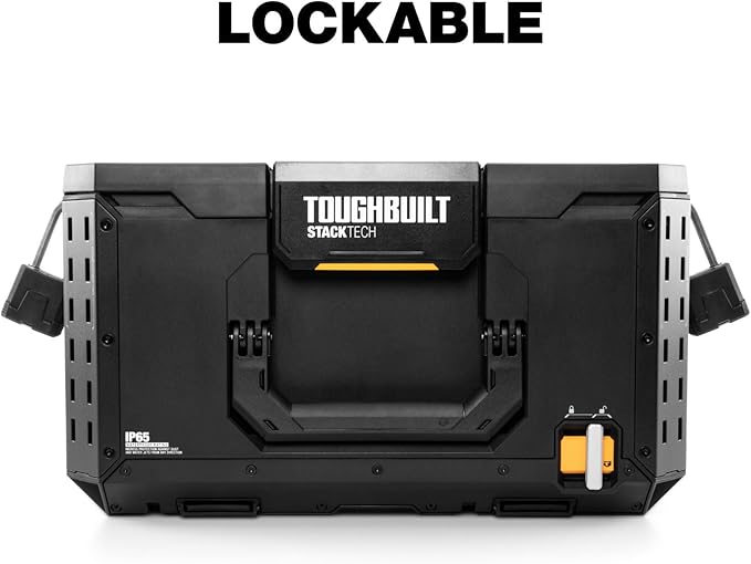 ToughBuilt StackTech Large Tool Box with Auto-Locking Interface, Self-Aligning Top, One-Hand Latch, Accessory Rails, Lock Points & IP65 Protection