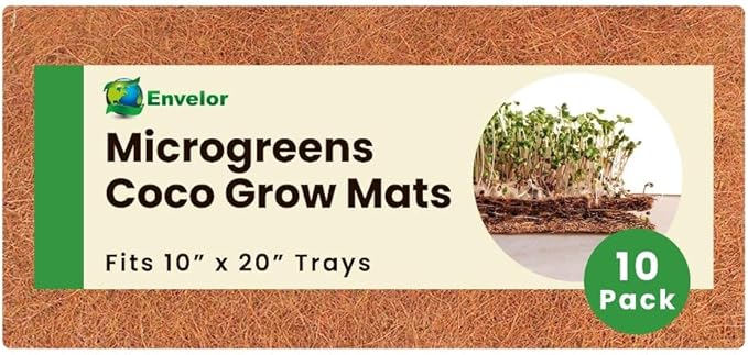 Envelor Coco Coir Fiber Grow Mat for Microgreens 10 x 20 Inches Coconut Coir Seed Starter Liner for Growing Trays, Hanging Baskets, Seed Starter Tray, Planter Sheets & Indoor Outdoor Plants, 10 Pack