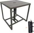 Patio Umbrella Table Stands with Umbrella Hole,with 4 Sand Bags Outdoor Umbrella Bases Small Square Table for Bistro,Balcony, Backyard, Patio, Garden, Deck and Pool Occasions