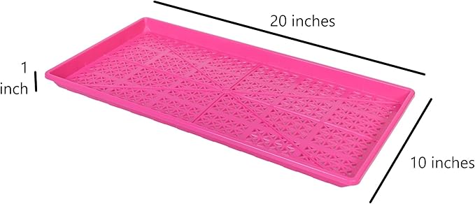 SUNPACK 10" x 20" Heavy Duty Mesh Plastic Seed Starting Tray, Magenta, 1" - Ensures Water Drainage and Aeration, Perfect for Greenhouses or Indoor Gardening