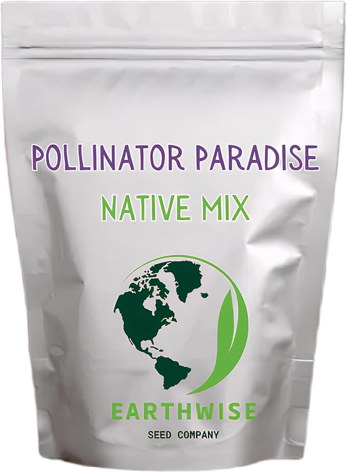Earthwise Pollinator Paradise Native Wildflower Seed Mix – Bee and Butterfly Friendly, Organic, Season-Long Blooms, Low Maintenance, Drought Tolerant, Pet Safe – Covers Up to 1,200 sq ft, 1/2 lb
