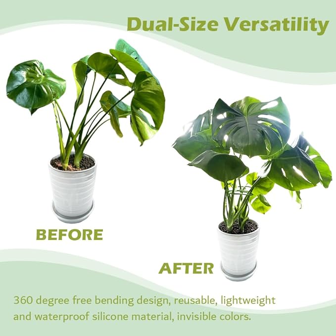 4 Pcs Free-Form Bending Silicone Plant Stem Support, 2 Sizes Flexible Hook Monstera Stem Supports, Reusable Silicone Plant Climbing Stakes Indoor Outdoor