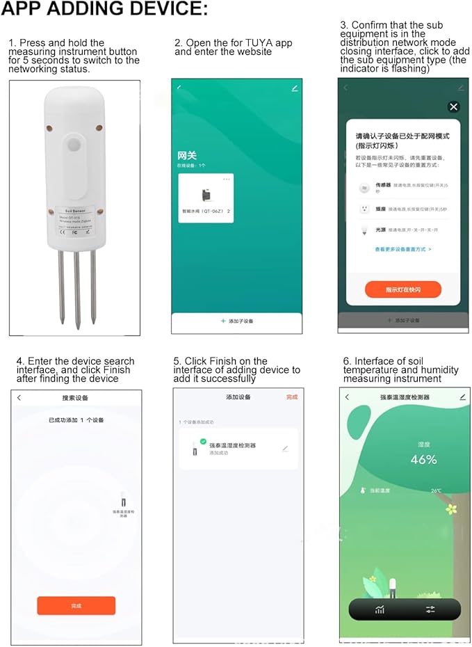 Fockety Plant Monitor Soil Test Kit,Flower Care Soil Tester for Zigbee Smart Plant Intelligent Sensor Plants Detector Bluetooth Monitor for Light Fertility Temperature
