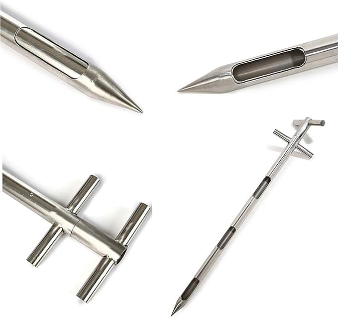 Soil Sampler Probe, T-Shape Handle Stainless Steel Soil Test Kits Soil Probes with 3slots and 90° Rotation Handle Pointed Design, for Solid Fertilizer, Plant Care Lawn Garden Farm