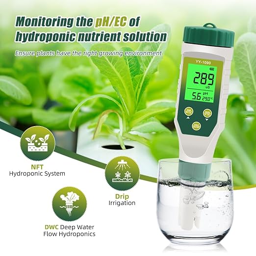 PH Meter & TDS Meter 5 in 1 Water Tester pH/TDS/EC/Salt/Temp Meter,PH Meter for Water with LCD Backlit,pH Tester Digital for Drinking Water.