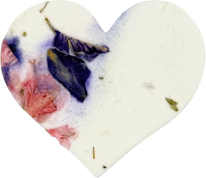 50pcs Small Purple Heart Seed Paper – Plantable & Writable Wildflower Seed Paper, Gift for Mom This Mother’s Day, Use for Shower Favors, Weddings, Heart Party Favors or Life Events