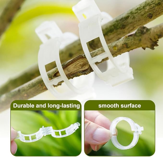 Secured Plastic Plant Clip, 2024 Upgraded Plant Support Clips Reusable Garden Clips 50Pcs, Plant Support Clips Garden Climbing Vines Fixing Clip Trellis Clips Climbing Tomato Clips (50, White)