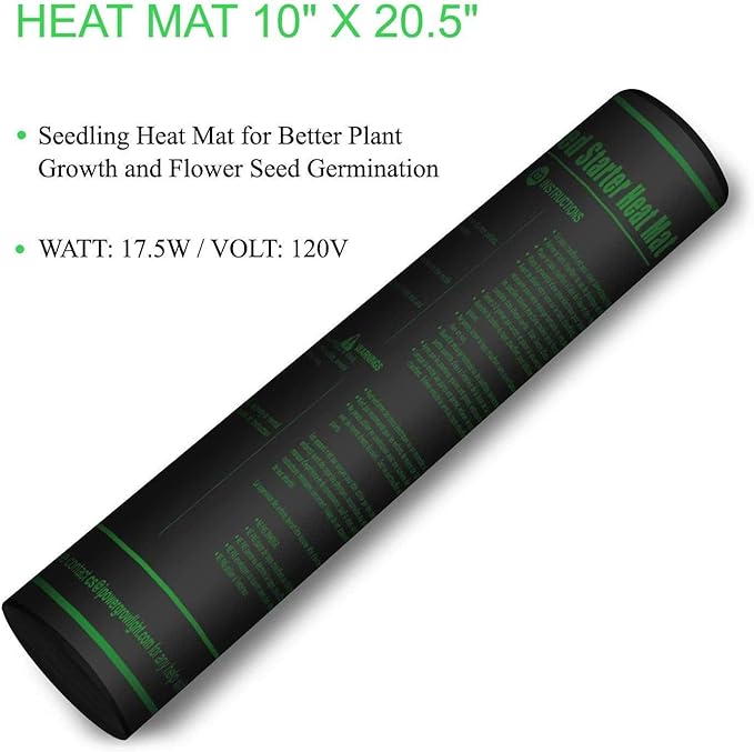 iPower 24W 2 Feet T5 Fluorescent Grow Light Stand Rack (6400k) and 10" x 20.5" Seedling Heat Mat and 40-108 Degrees Fahrenheit Digital Heat Mat Thermostat Controller Combo Set for Seed Germination