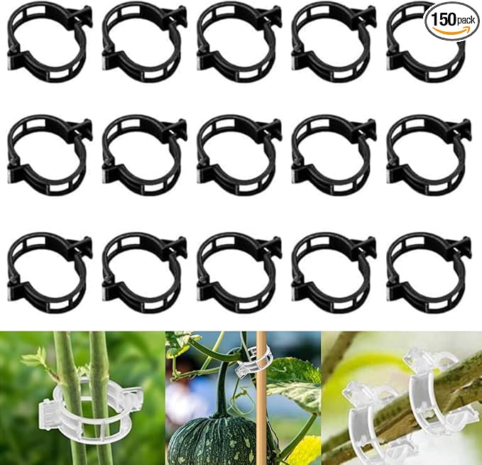 2026 Upgrade Thickened Secured Plastic Plant Clip,Reusable Plant Support Clips Fixing Clips for Climbing Plants,Garden Climbing Vines Fixing Clip for Tomato Grape Vine Flowers Vegetables (150, Black)