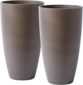 Heavy-Duty Plastic Plant Pots For Outdoor, Wooden Grain Finish Large Indoor Planter For Succulent,Roses,African,Violets,Pothos,Snake Plants,Flowers and Cactus Garden Decorations Planters Gift Choose