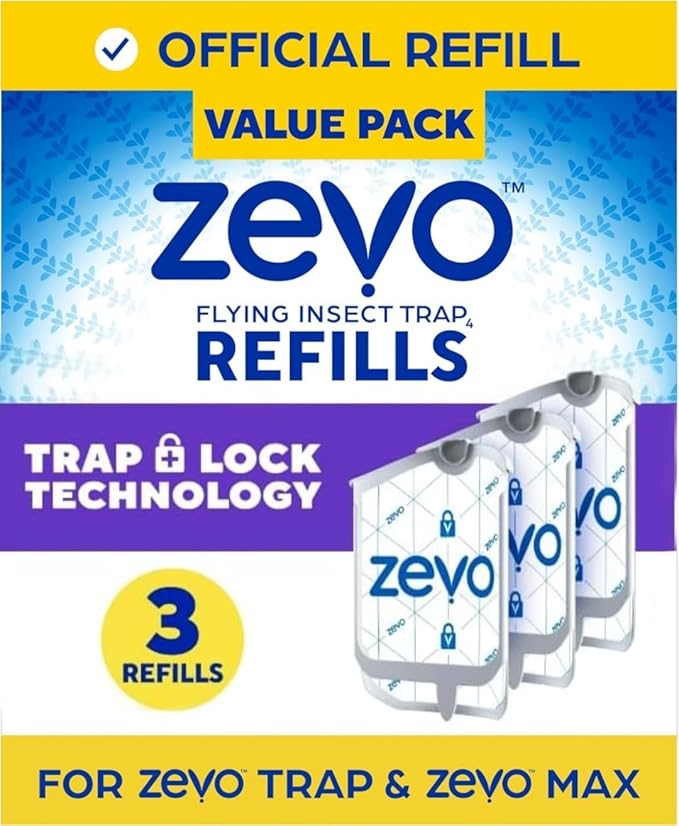 Zevo Flying Insect Trap Refill Inserts, Pack of 3 for Indoor Use
