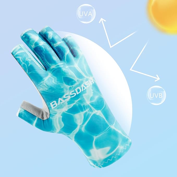 BASSDASH ALTIMATE UPF 50+ Women’s Fishing Gloves UV Sun Protection Fingerless Gloves for Kayaking Paddling Hiking Cycling Driving Shooting Training