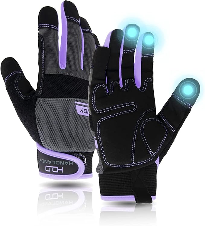 Work Gloves Men Women,Utility Gardening Gloves Touch Screen,Thin Mechanic Working Gloves Pink,Comfortable,Flexible,Fit (X-Small, Purple)