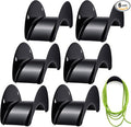 Thyle 6 Pcs Garden Hose Holder Heavy Duty Water Hose Holder Wall Mount Metal Rustproof Black Rack Storage Organizer Brackets for Outside Garden Yard Lawn