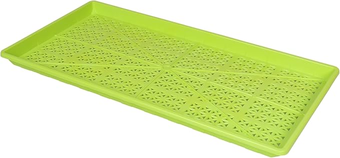 SUNPACK 10" x 20" Heavy Duty Mesh Plastic Seed Starting Tray, Lime Green, 1" (Pack of 10) - Ensures Water Drainage and Aeration, Perfect for Greenhouses or Indoor Gardening