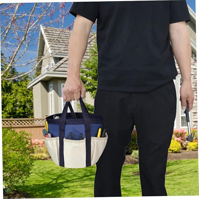 Garden Tools Storage Bag,Gardening Tote Bag and Home Organizer,Multi-Purpose Tool Storage Bag,Heavy Duty Gardening Tool Organizer Tote Bag with 6 Pockets for Women Men Dark Navy Blue