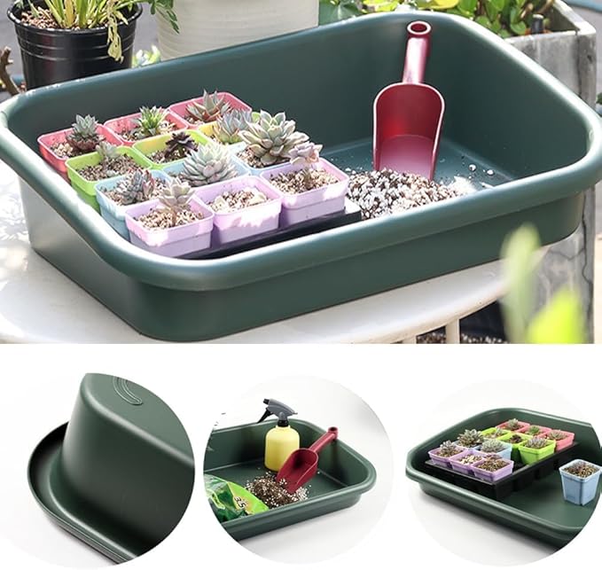 Garden Tidy Tray, Multifunctional One Piece Potting Tray for Seeding, Mixing, Growing and Storage, Succulent and Cactus Soil Potting Mix 23"x16.4"x4.3" (Black)