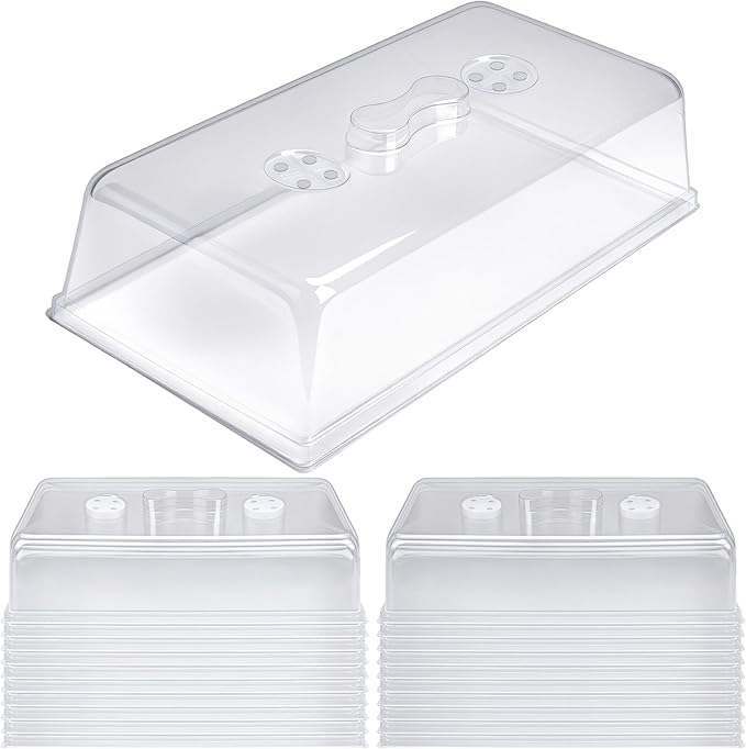 ZJP 20 Pack Heavy Duty 5" Humidity Dome for 1020 Seed Starter Trays – Clear Vented Propagation Cover & Cloning Lid for 10x20 Flats, Seed Starting & Germination