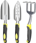 3-Piece Gardening Tool Set, Heavy Duty Hand Tools with Ergonomic Non-Slip Handle, Includes Trowel, Transplanting Spade & Hand Rake Cultivator, Ideal for Planting, Weeding & Small Garden Tasks