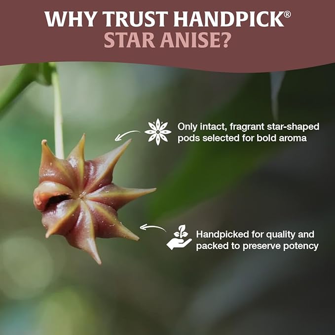 HANDPICK Star Anise Whole (200g/7oz) Gluten Free, 100% Raw Whole Chinese Pods, Premium Quality, Direct from Source, Packed in Resealable Zip Lock Pouch