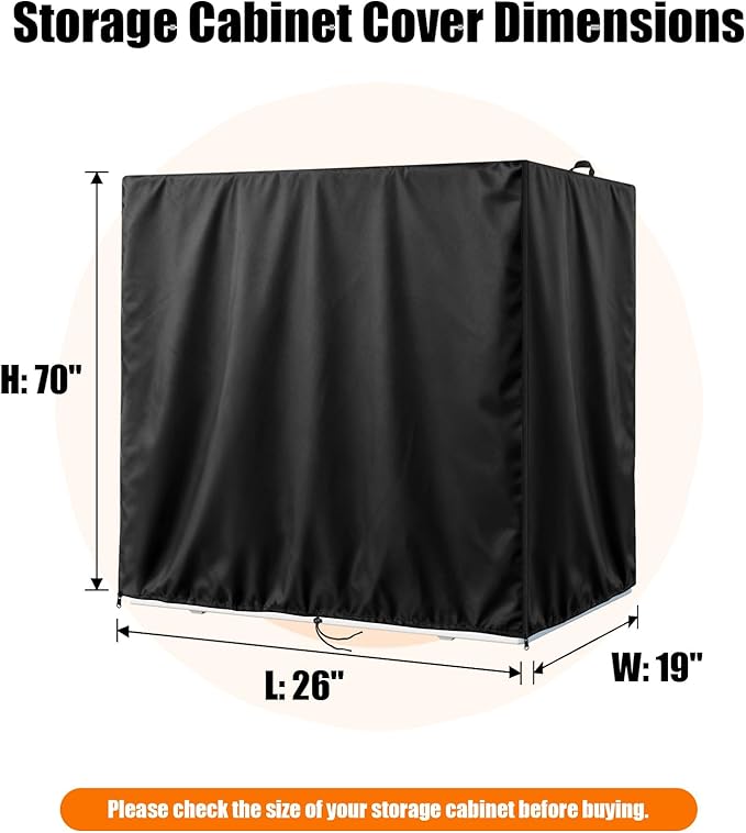 Kasla Storage Cabinet Cover, Outdoor Chest Storage Waterproof Cover, Weatherproof Cabinets Covers for Kitchen Patio Garden Backyard - 26"Lx19"Wx70"H